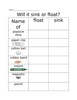 Preview of Sink or float