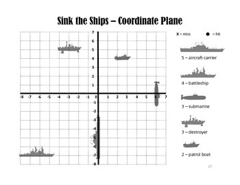 Preview of Sink the Ships - A Coordinate Graph Battleship Game