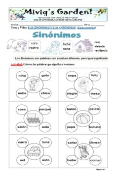 Preview of Sinónimos y Antónimos - Synonyms & Antonyms in Spanish