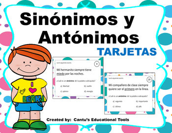 Preview of Sinonimos y Antonimos Tarjetas - Digital Learning