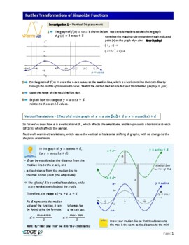 Preview of Sinusoidal Functions (Transformations)