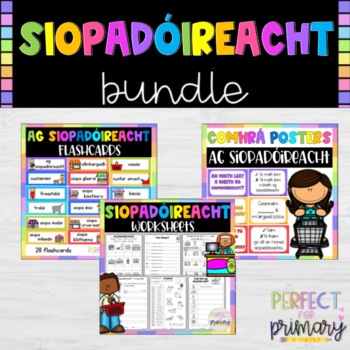 Preview of Siopadóireacht Bundle - Comhrá Posters, Flashcards and worksheets
