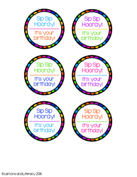 Sip Sip Hooray! Crazy Straw Birthday Labels in Black & Bright Colors