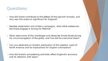 Sir Francis Drake Biography with Questions Presentation by