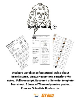 Preview of Sir Isaac Newton. Reading. Research. Science. Biography. History. ESL. EFL.