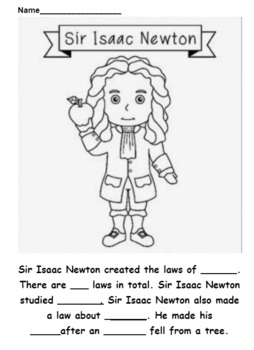 Preview of Sir Isaac Newton Worksheet