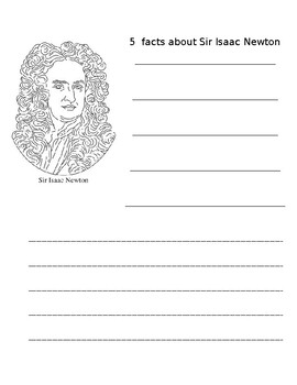 Preview of Sir Isaac Newton (Writing Facts & Word Search)  Answer Key Included