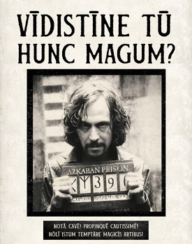 Preview of Sirius Black wanted poster in Latin | Harry Potter inspired classroom decor