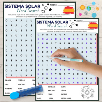 Preview of Sistema Solar Spanish Planetas - Word Search