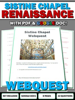 Preview of Sistine Chapel Renaissance - Webquest with Key (Google Doc Included)