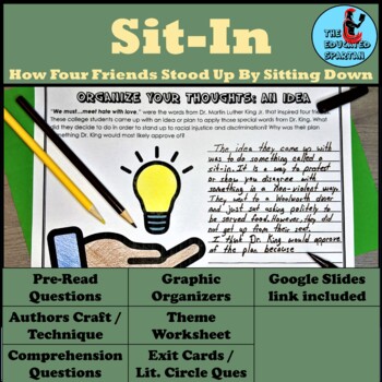 Preview of Sit In How Four Friends Stood Up by Sitting Down Graphic Organizer/Question Set