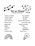 Sit or Stand - First Day / Week of School Activity