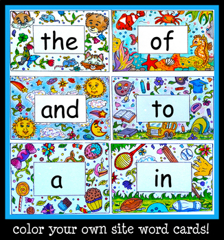 Preview of Site Word Flash Cards: Color Your Own Cards!| 100 Words! |Word Wall