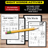 Site Words Worksheets, Unscramble, Match, Fill In Missing 