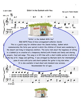 Preview of Sittin' in the Sukkah With You - Big Note piano song for Sukkot