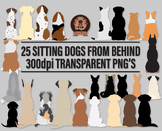 Sitting Dogs From Behind - 25 Breeds - Hi Res PNG Graphics