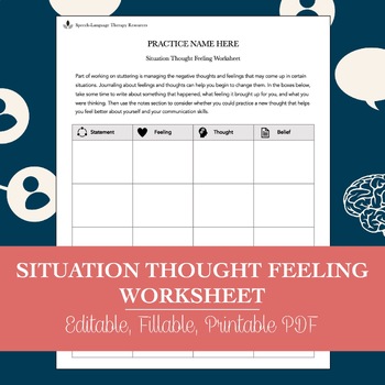 Situation Feeling Thought Worksheet for Speech Therapy PDF | TPT