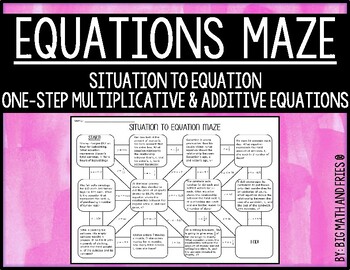 Preview of Linear Relationships (Situation to Equation) Maze Activity 6.6B and 6.6C