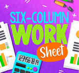 Six-Column Work Sheet | Accounting Activities