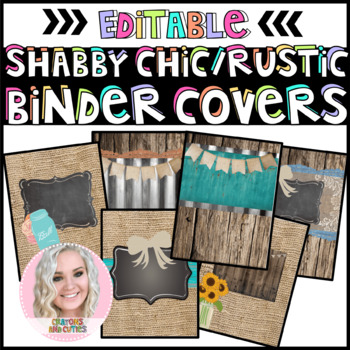 Preview of Six Editable Shabby Chic Rustic Binder Covers with Matching Spines