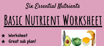 Preview of Six Essential Basic Nutrients Worksheet