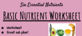Six Essential Basic Nutrients Worksheet