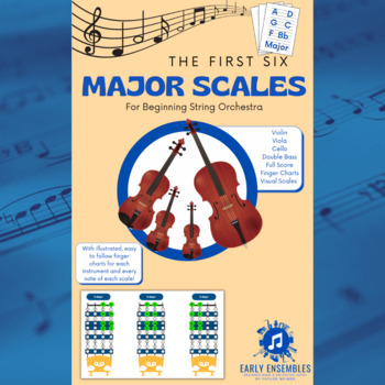 Preview of Six Illustrated Major Scales for String Orchestra - Finger Charts for Every Note