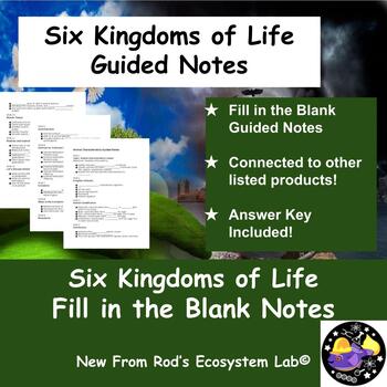Preview of Six Kingdoms of Life Fill in the Blank Guided Notes w/Answer Key **Editable**