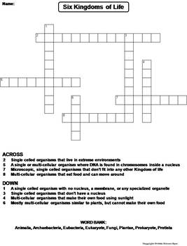 Six Kingdoms of Life Worksheet/ Crossword Puzzle by Science Spot