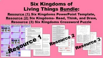 Preview of Six Kingdoms of Living Things Bundle: Student PowerPoint, Reading, Crossword