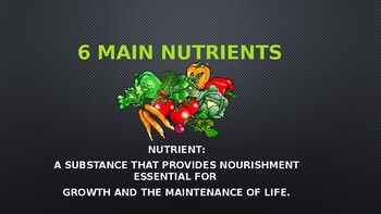 Preview of Six Main Nutrients PowerPoint Presentation