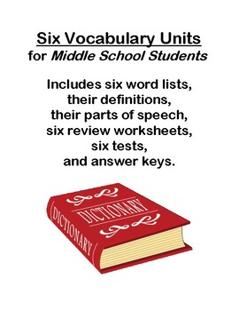 Preview of Middle School Semester Vocabulary Units: Words, Definitions, Reviews, and Tests