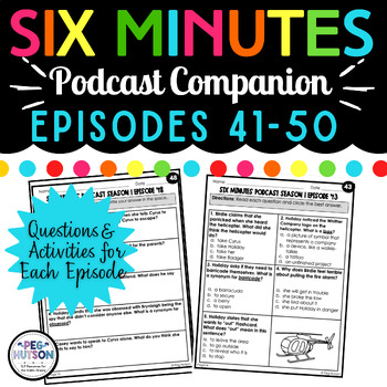 Preview of 6 Minutes Podcast Activities-Episodes 41-50 Printables for Speech Therapy