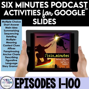 Preview of Six Minutes Podcast Activities for Google Slides: Episodes 1-100