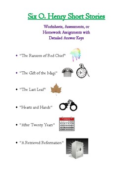 Preview of Six O. Henry Short Stories: Worksheets, Tests, or Homework with Answer Keys