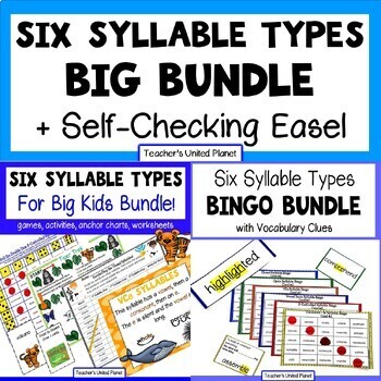 Preview of Six Syllable Types BIG Bundle OG/SOR Games, Vocabulary Bingo, Activities + Easel