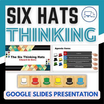 Preview of Six Thinking Hats Edward de Bono Google Slides presentation - no prep