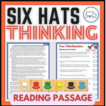 Preview of Six Thinking Hats Edward de Bono Reading Passage and questions - no prep