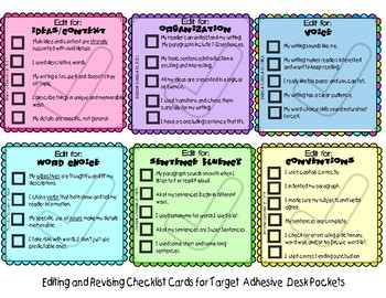 Six Traits Editing and Revising Desk Label Checklists by Razzle Dazzle ...
