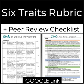 Preview of Six Traits Rubric & Peer Review Checklist - Narrative & Creative Writing
