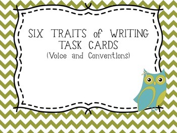 Preview of Six Traits of Writing TASK CARDS - (Voice & Conventions) CCSS Writing Activity