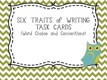 Preview of Six Traits of Writing TASK CARDS/Word Choice & Conventions/CCSS Writing Activity