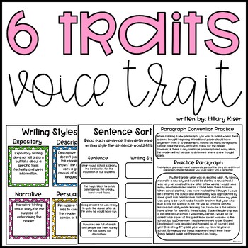 Preview of Six Traits of Writing Activities for Voice Trait