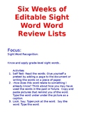 Editable Sight Word Review Lists