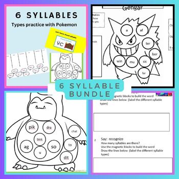 Preview of Six syllable multi-sensory/engaging activities (color Pokémon, interactive PP)