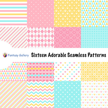 Preview of Sixteen Adorable Seamless Patterns