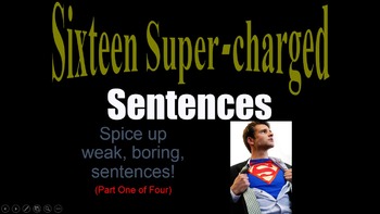 Preview of Sixteen Supercharged Sentence Variety Powerpoint Parts 1 2 3 4  BUNDLE !