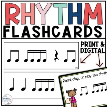 Preview of Sixteenth Note Rhythm Flashcards | Digital AND Printable