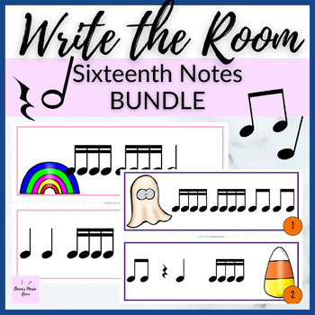 Preview of Sixteenth Note Write the Room BUNDLE for Music Rhythm Review