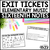 Sixteenth Notes Exit Tickets Rubrics Editable Elementary M